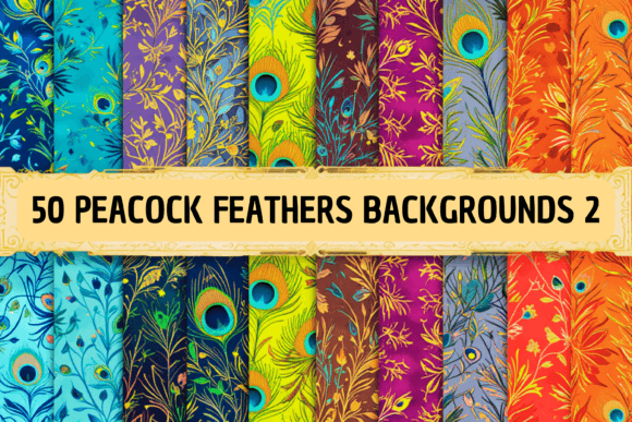 50 Peacock Feathers Backgrounds 2: Vibrant Visual Assets