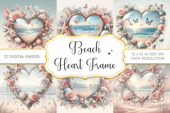 Beach Heart Frame Backgrounds for Your Creative Projects
