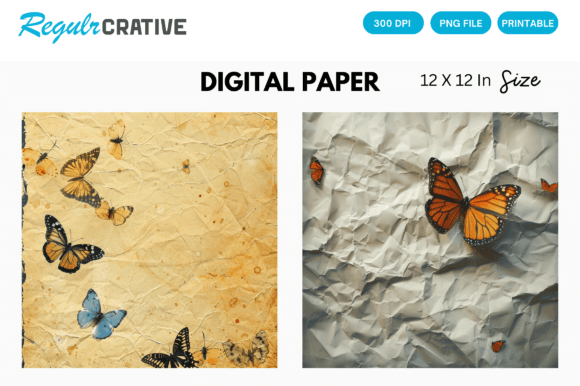 Blue Butterfly Digital Paper: Elevate Your Creative Projects