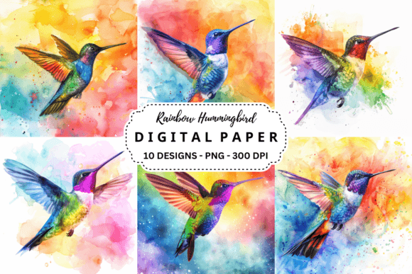 Bring Your Designs to Life with Rainbow Hummingbird Backgrounds