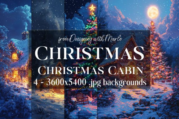Christmas Northwoods Cabin Backgrounds 2: Your Holiday Design Toolkit