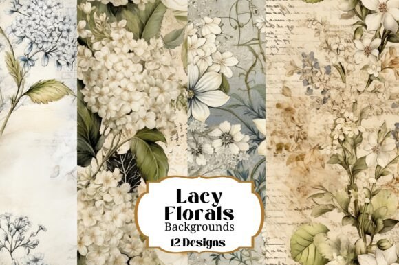 Elevate Your Craft with Lacy Floral Blue Tan Sepia Backgrounds