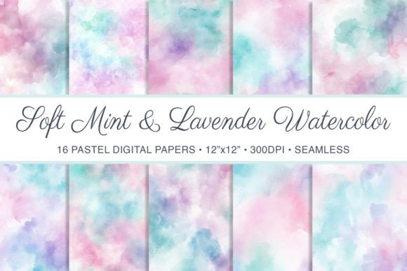 Elevate Your Designs with Watercolor Mint & Lavender Backgrounds