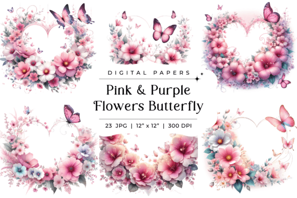 Elevate Your Projects with Pink Butterfly Flowers Frame Backgrounds