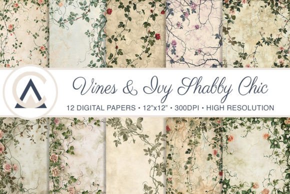 Embracing Soft Elegance with Shabby Chic Vines Botanical Backgrounds