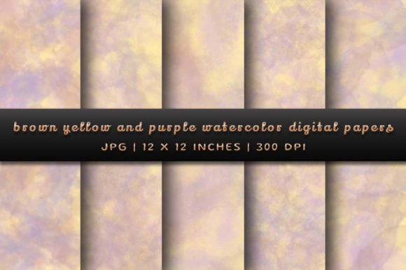 Rich Watercolor Tones: Brown, Yellow, and Purple Digital Papers