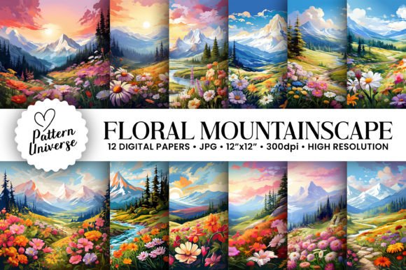 Summer Floral Mountainscape Backgrounds: Your Next Creative Asset