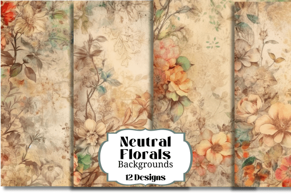 Timeless Design with 8 Vintage Neutral Floral Backgrounds